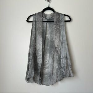 Susan Marling Newsprint Marbled Silk Chiffon Vest Black and White Resort L